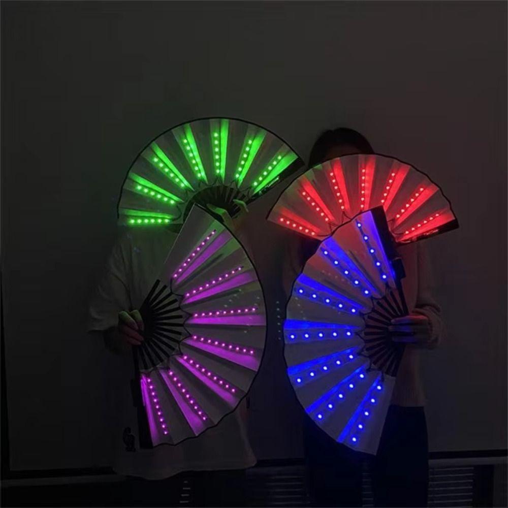Colorful Glow Folding LED Fan Portable Glowing Hand Fan LED Luminous Fan  Night Show
