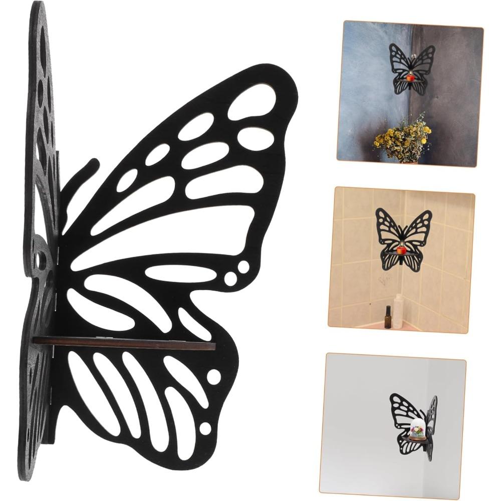 Hanging Shelf Medal Display Hanger Wooden Butterfly Stand Shelves Rack Wall Shelf Butterfly Shower Decorations Stickers Round Wall Shelf Display Shelf
