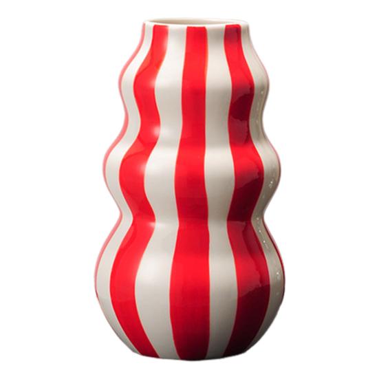 Изысканно изготовленная ваза, полосатый принт, круглая декоративная керамическая ваза, идеальный размер, художественная декоративная ваза, домашний декор