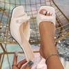 New Summer Square Head Fairy Bow High Heel Slippers Thin Heel with Outer Wear Sandals Femininity