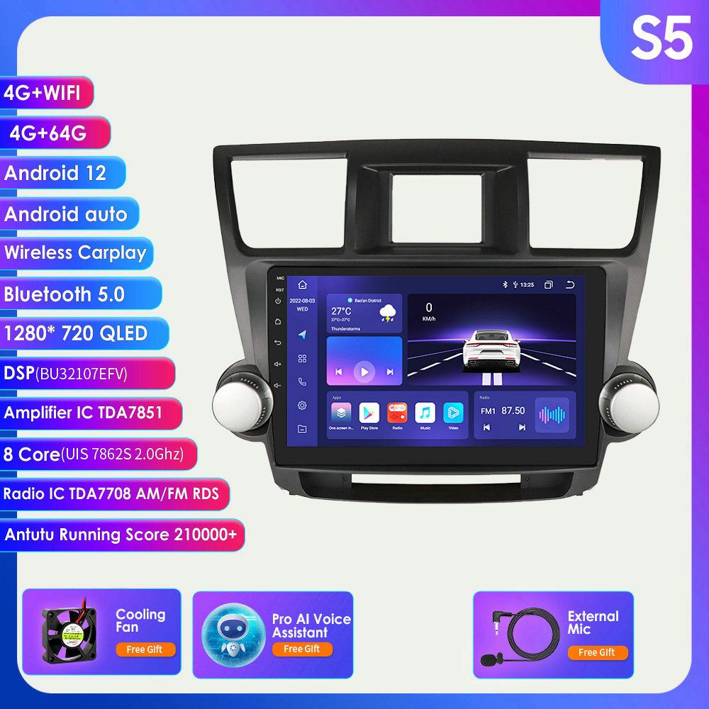 2 Din Android 12 автомобильное радио для Toyota Highlander Kluger 2 XU40 2007-2013 Navi GPS мультимедиа 4G интеллектуальный экран видеоплеер авто стерео Carplay