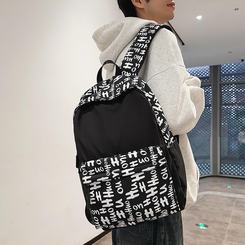 Большая вместительная школьная сумка в стиле колледжа для мужчин и женщин с буквенным принтом, студенческий компьютерный дорожный рюкзак