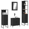VidaXL Ensemble De Meubles De Salle De Bain 4 Pcs, Armoires Avec Miroir, Meuble De Rangement Toilette, Moderne, Noir Bois 3214830