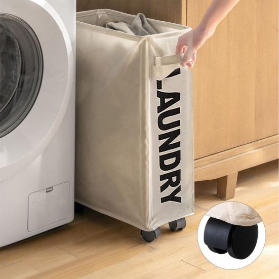 Корзина для белья с колесами Легкое перемещение Большая вместимость Складная конструкция Водонепроницаемая корзина для белья