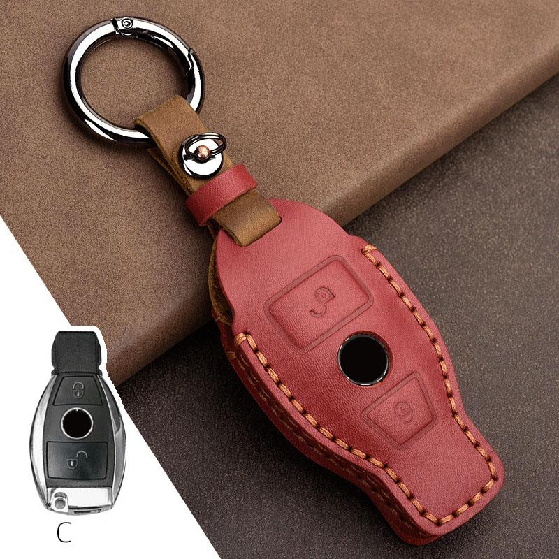 Leather Car Key Case Cover For Mercedes Benz W211 W204 A B R G Class GLK GLA GLC GLR W210 W176 W202 W463 Accessories Protector