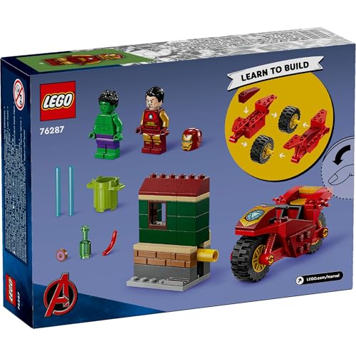 Игрушка LEGO Marvel Железный человек и Халк на мотоциклах - Подарок на день рождения, Конструктор, Развивающая игрушка для мальчиков и девочек, Возраст 4, 5, 6 лет, Товары Marvel, Фигурка