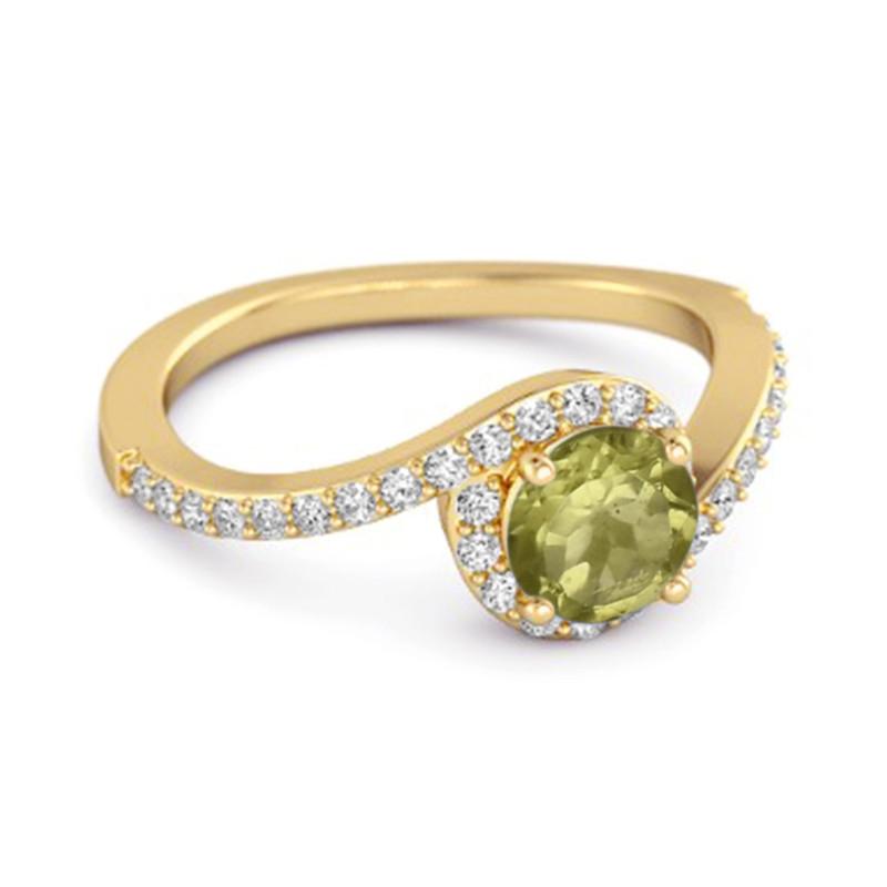 Peridot Halo Twist Pavé Band Ring - Sterling Silver Gold Vermeil