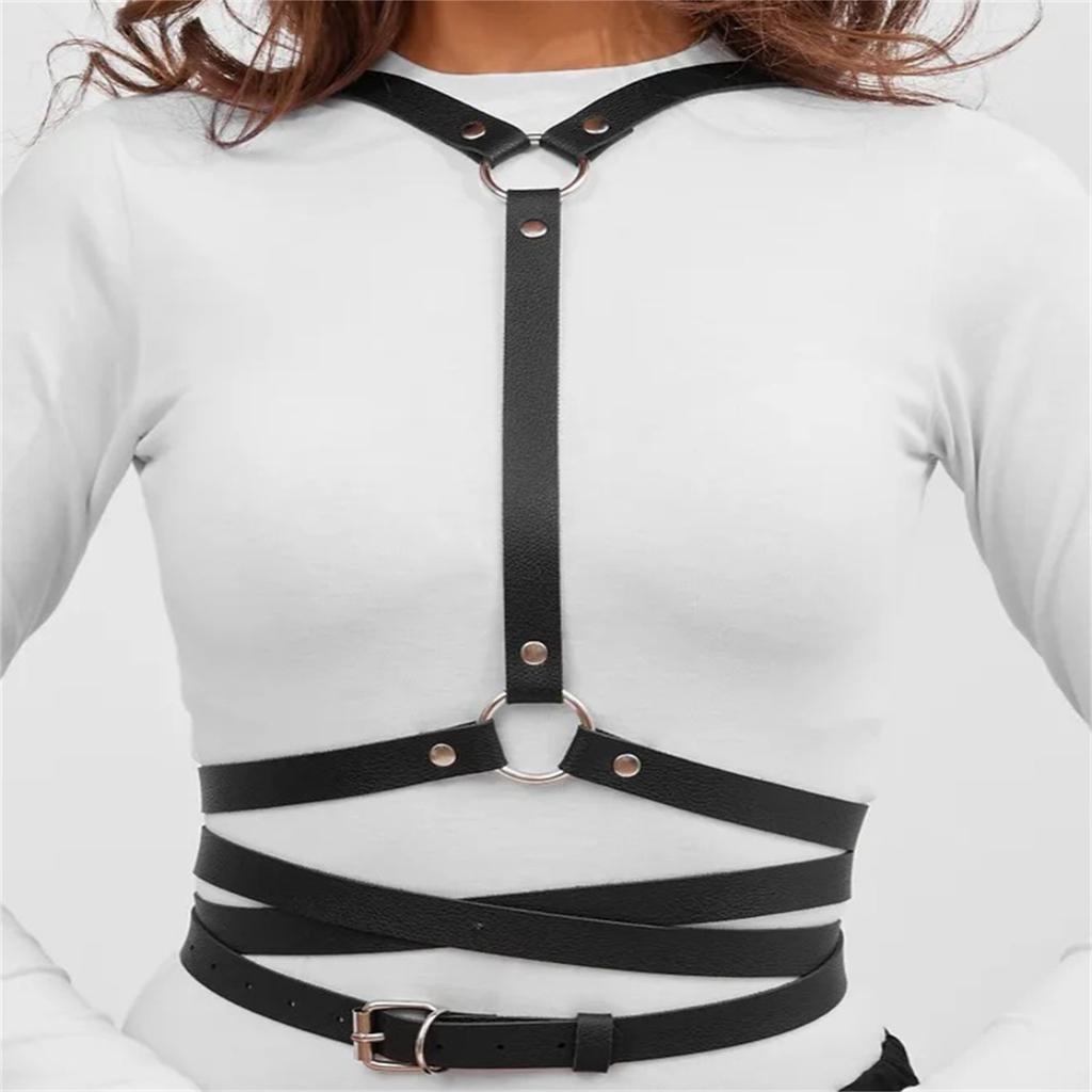 Sexy Leather Binding Strap Set For Women Wearing Sexy Leather Underwear