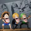 Фигурки Луффи, Зоро, Санджи из One Piece, Q-версия, сидячая поза - Модный игровой кукла, модель, игрушка, украшение