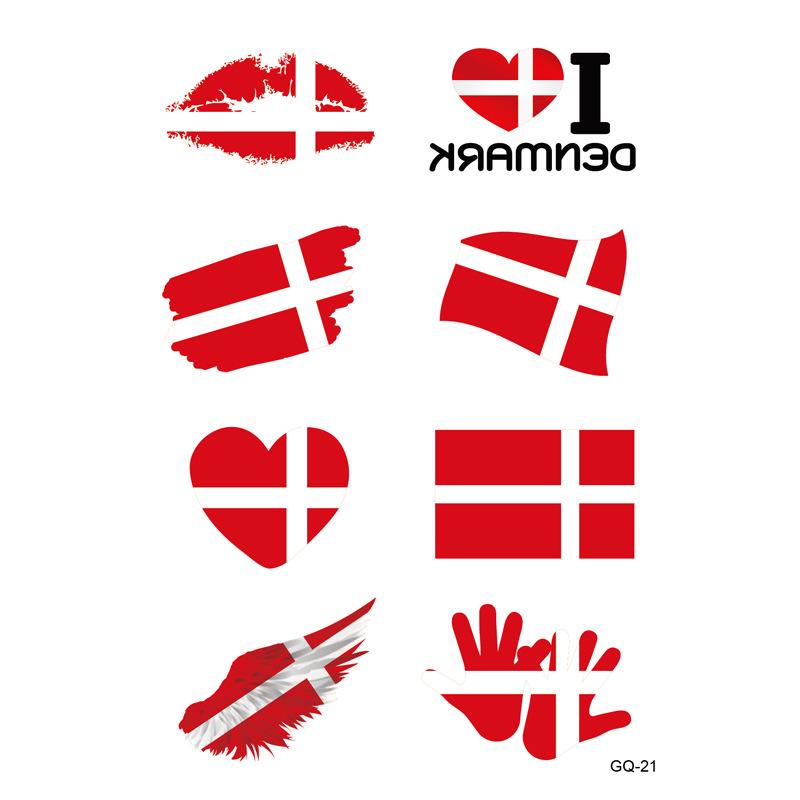 National Flag Water Transfer Printed Waterproof Tattoo Stickers for European Cup America's Cup Football Fans Face Stickers