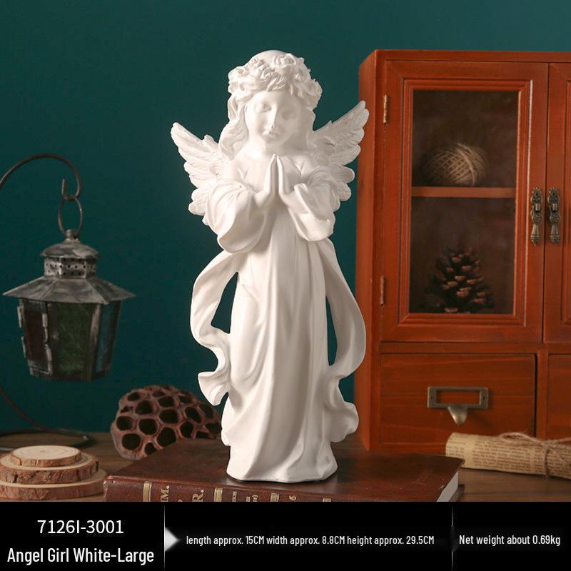 Европейская ретро фигурка ангела - Статуэтка девочки из гипса для церковных свадеб и фотосессий