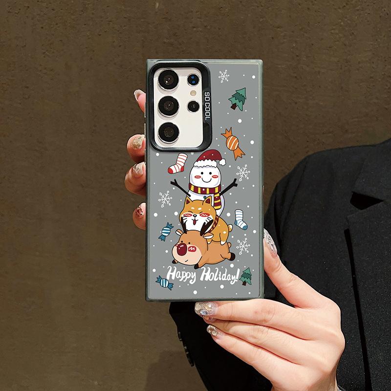 Рождественский лазерный чехол для телефона с астронавтом для iPhone 15 14 Pro Max 13 12 11 Samsung S23 S22 Ultra A54 A53 Противоударный задний чехол с рисунком оленя и Санта-Клауса