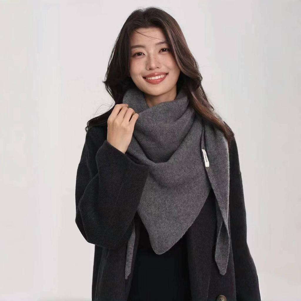 New Fahion Design Women Scarf Autumn Winter Wool Blend Triangle Muffler Lady Shawl Korean Style Striped Thick Warm Wrap Female