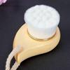 Wooden Handle Comma-shaped Super Soft Facial Cleansing Brush, Manual Facial Cleansing Brush