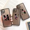 For Samsung A12 A51 A32 A52 A72 A50 Galaxy A52S 5G A21S A70 A22 A03S PC Matte Case For Samsung S22 Ultra S20 FE S21 S10 S8 S9 Plus Letter Flower Cover