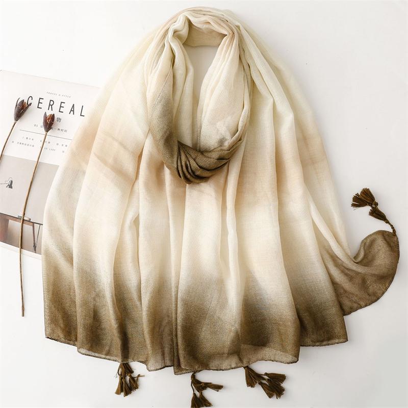New Autumn and Winter Women Scarf Soft Shawl Cotton Linen Feeling Tassel Pashmina Muslim Hijab Wrap Lady Viscose Scarf
