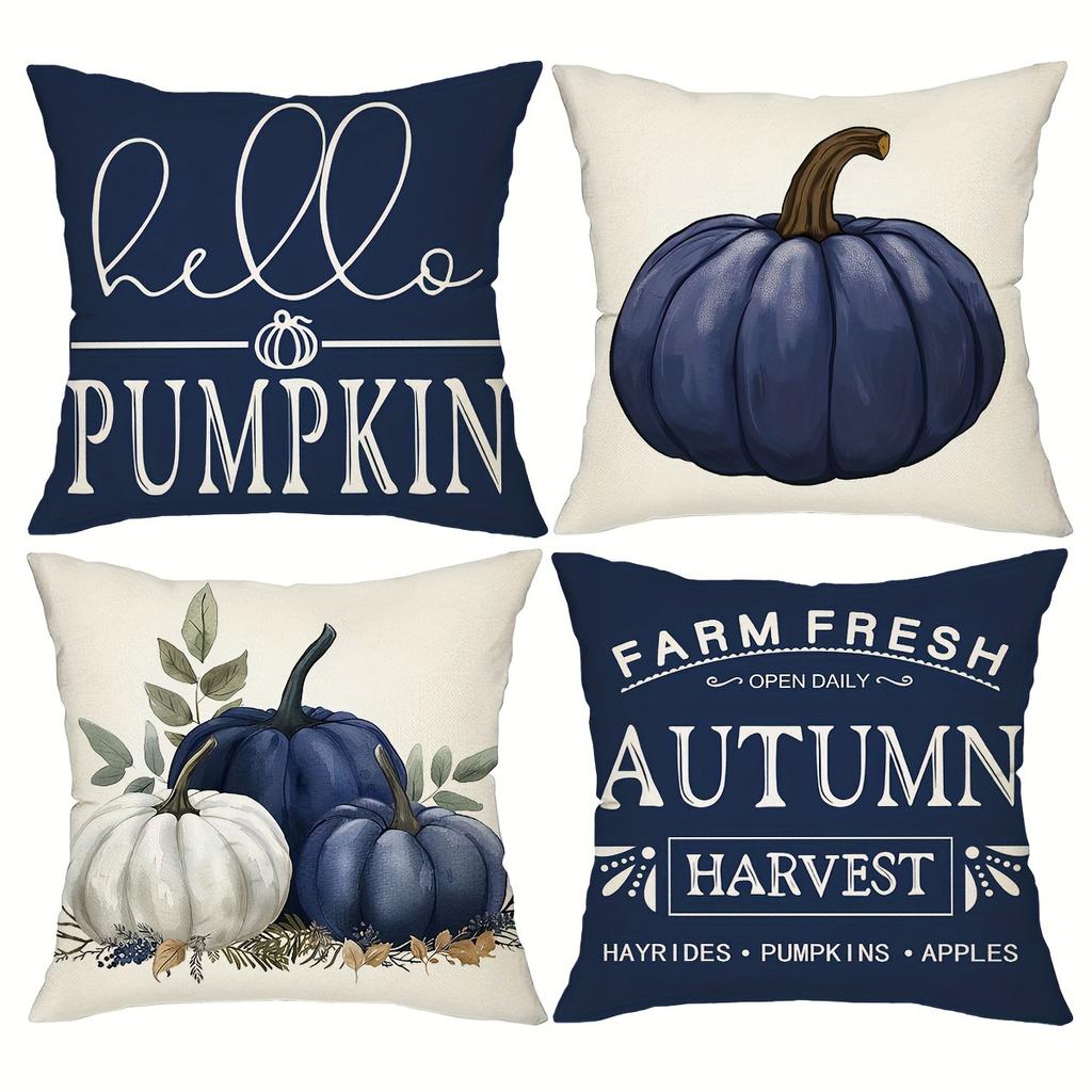 Home Decor Hello Pumpkin & Farm Fresh Autumn Decor Pattern Cushion Cover Suitable for Sofa Bedroom Car Pillow Cover
