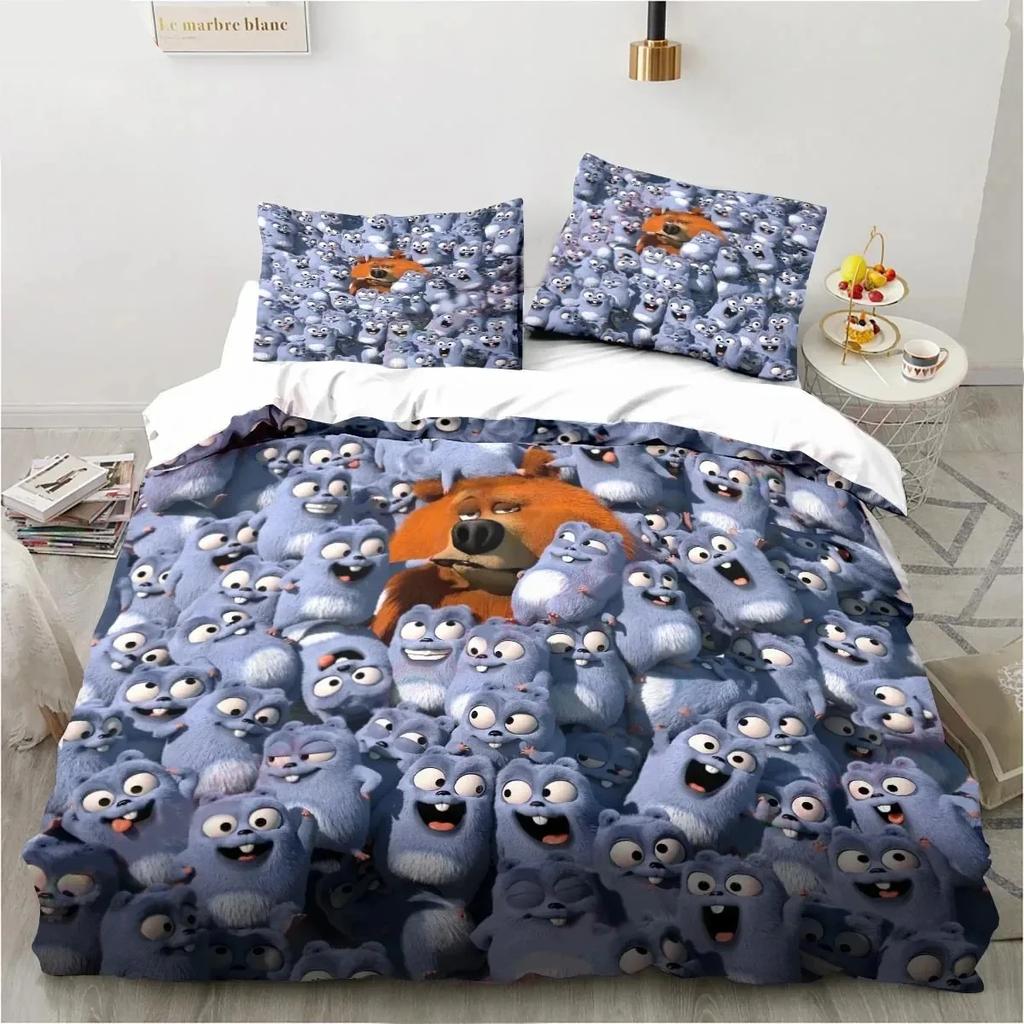 Cartoon Grizzy N Lemmings Bedding Set Duvet Cover Bed Set Quilt Cover Pillowcase Comforter King Queen Size Boys Adult