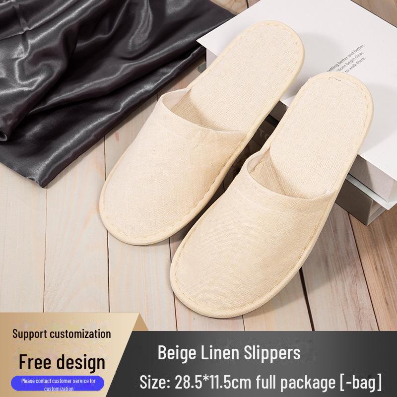 Четырехсезонные нескользящие тапочки из хлопка и льна для отелей и салонов красоты