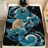 Фланелевое одеяло с рисунком «Черепашка» (Squirtle), Высококачественное, Удобное для всех сезонов, Декор для дома, Тепло и уют, Идеально для подарков.
