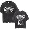 Стирка Винтаж Рэпер Ghostemane Графический Принт Футболка Мужская Женская Хип-Хоп Рэп Рок Трэп Металл Готика Оверсайз Футболка Уличная Одежда
