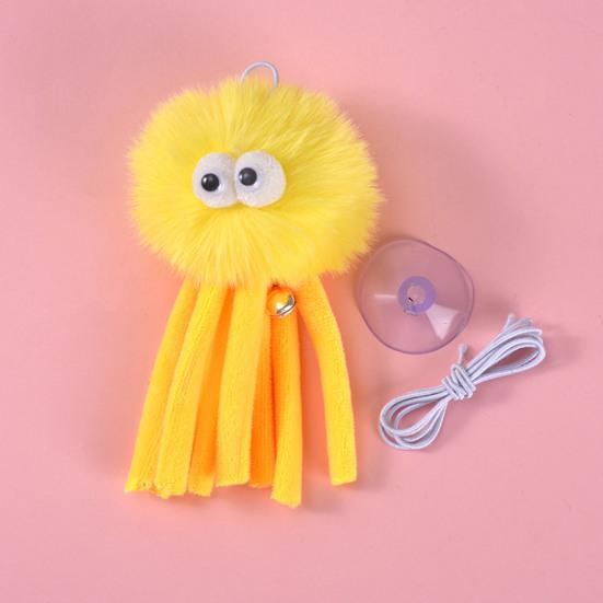 Подвесная пушистая игрушка для кошек «Осьминог», интерактивная самостоятельная игра для кошек с колокольчиком, мягкая плюшевая игрушка «Осьминог» с эластичной нитью для домашних игр и преследований котят