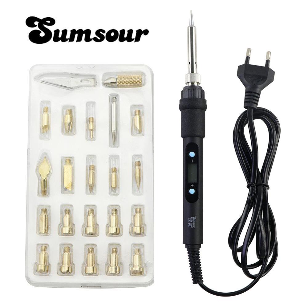 60W/80W Wood Burning Engraving Soldering Iron Pen Temperature Adjustable Soldering Iron Welding Embossing Pyrography Tool Set