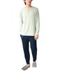 ON NISHIKI Long Sleeve Pajama Waffle Stretch Long Loungewear Men's Set, Spring/Autumn, Fabric, Pullover, Pants, (Pistachio 4/L/77605)