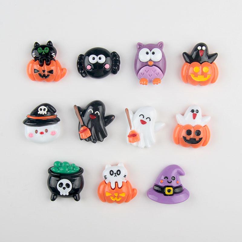 Милые мультяшные аксессуары из смолы на Хэллоуин для самодельных украшений и чехлов для телефонов