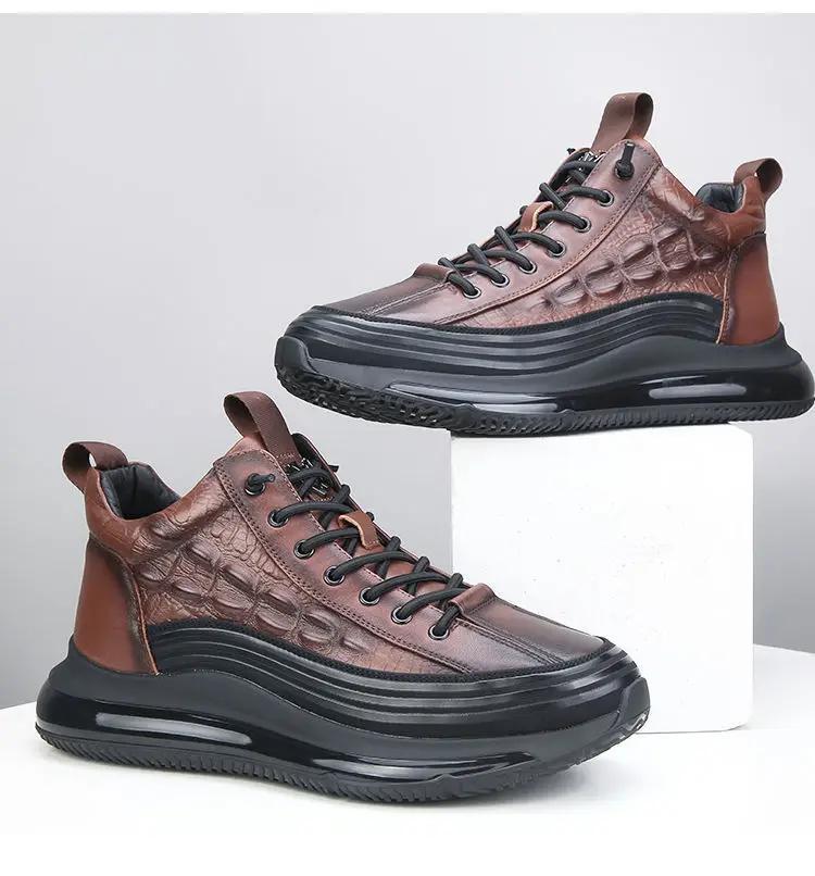 2024 Осень Аллигатор узор Мужские кроссовки на шнуровке Повседневная платформа Вулканизированная обувь Мужские противоскользящие кроссовки Zapatillas Hombre