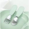 UBMom Infant из нержавеющей стали, силиконовая ручка, набор ложек для детского питания, вилка, рисовый пирог из полыни (мятный), 1 комплект