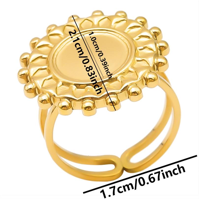 5pcs Retro Stainless Steel Gold Plated Ring Irregular Geometry Bow Ellipse Water Droplet Rings Diy Stone Drill Jewelry No Fading