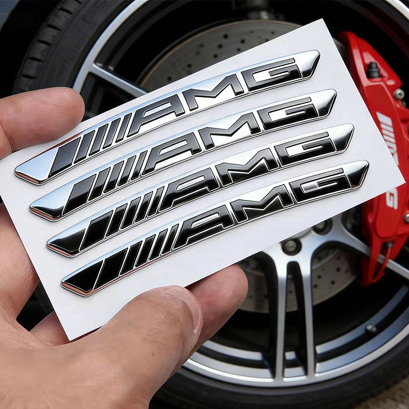 GMO3 4Pcs Car Tire Contour Stickers Metal Decorative Accessories For Mercedes Benz AMG W177 W176 X166 X167 C257 C218 X253 C118 C117