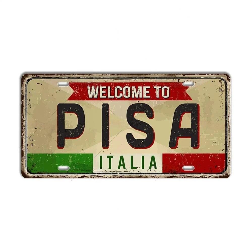 FJ Metal Tin Signs ITALY License Plate City State Tin Plaque Landmark Posters Wall Garage Bar Pub Decors