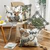 4 Set Christmas Cushion Cover Pillowcase 45cm Xmas Reindeer Snowman Cushion Covers Decorations for Home Ornament New Year Decor