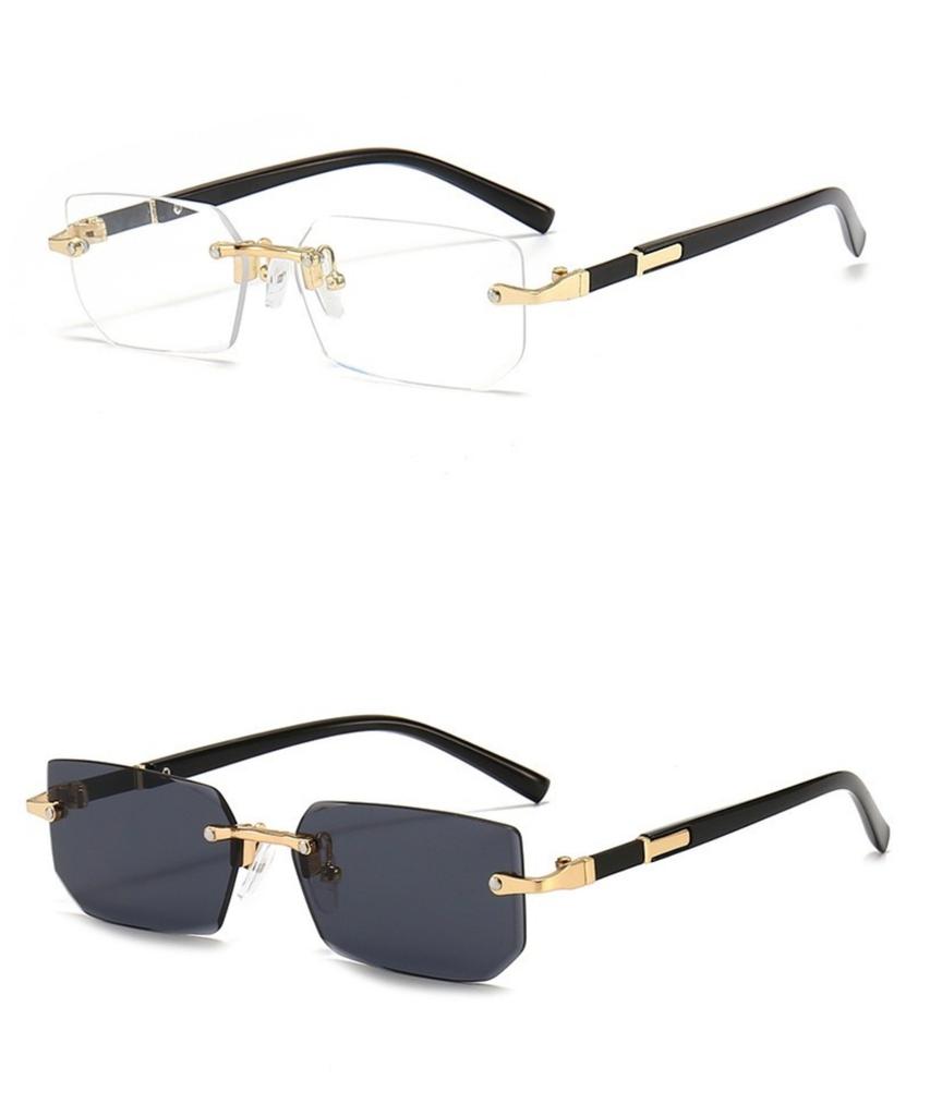 Trendy Rimless Rectangle Sunglasses Frameless Fashion Shades Punk Sunglasses Gradient Men Women UV400 Eyewear Driving