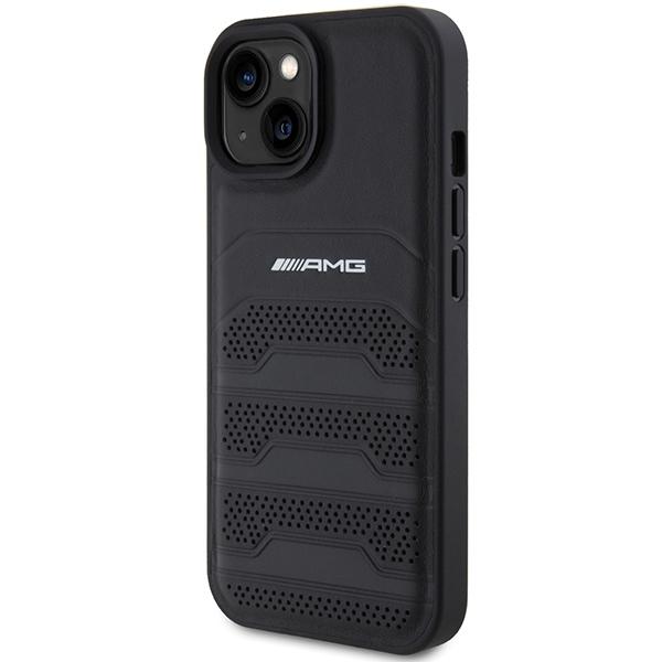 AMG AMHCP15MGSEBK iPhone 15 Plus / 14 Plus 6.7" black/black hardcase Leather Debossed Lines