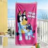 Bluey Personalized Name Beach Towel Soft Durable Quick-Dry Perfect for Traveling Yoga Camping and Swimming
