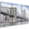 Three Piece Picture Canvas Print Brooklyn Bridge City New York