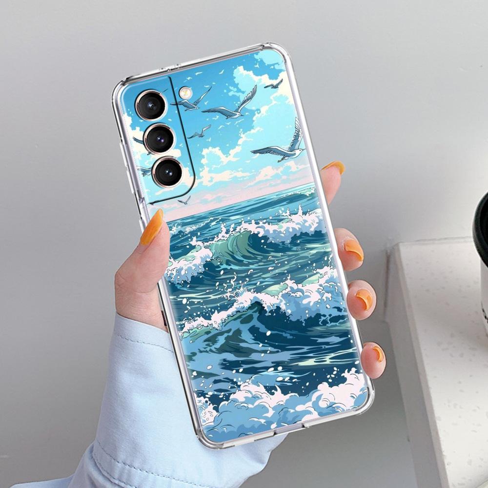 Чехол для телефона Samsung Galaxy S26 S25 S24 S23 S22 Ultra S20 S21 FE 5G Plus Мягкий прозрачный чехол Океанский дельфин