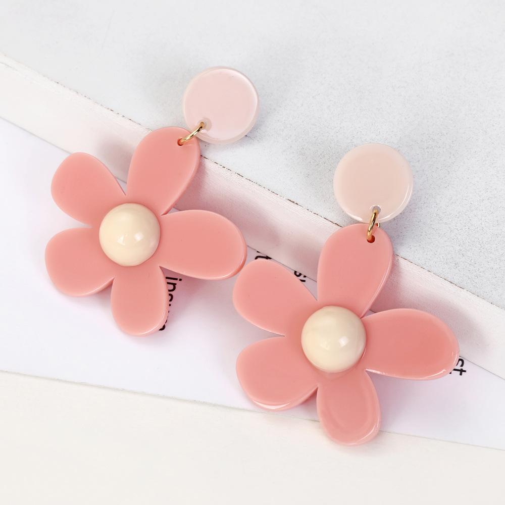 Европейские и американские преувеличенные серьги-цветы конфетных цветов, модные и простые милые серьги-пуговицы в виде ромашек