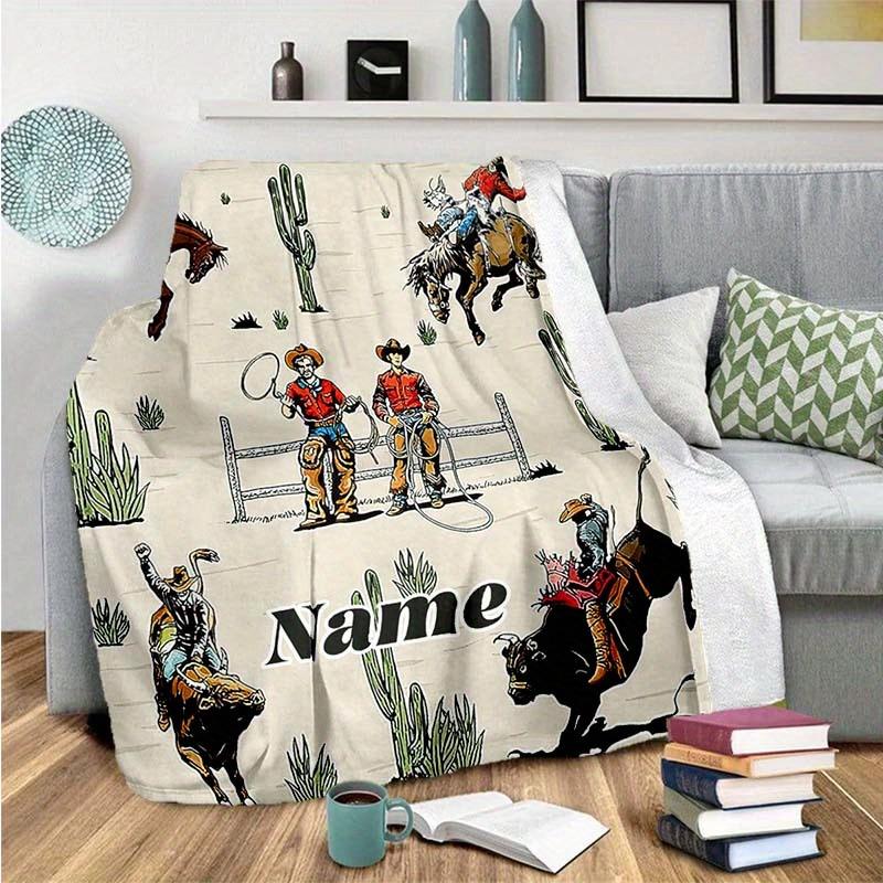 Cowboy Customize Your Name Blanket Warm Comfortable And Soft Blankets Are Suitable For Home Lunch Break Blanket Office Sofa Sofa Gift To Relatives And