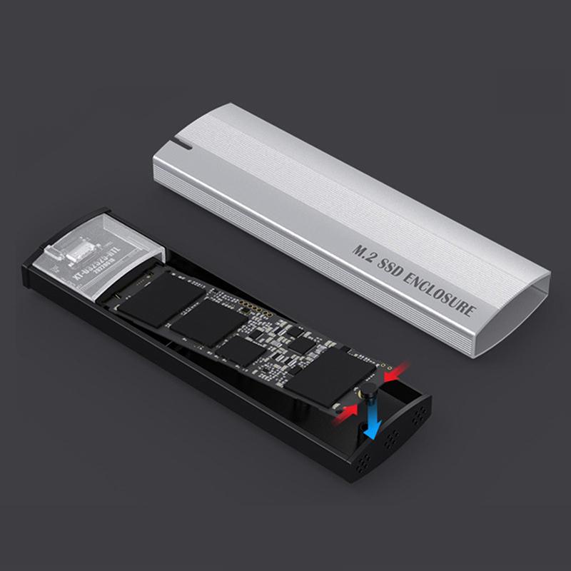 Корпус для внешнего SSD M.2 NVMe PCIe / NGFF SATA с двойным протоколом, 10 Гбит/с, USB Type-C, поддержка ключей M и B&M
