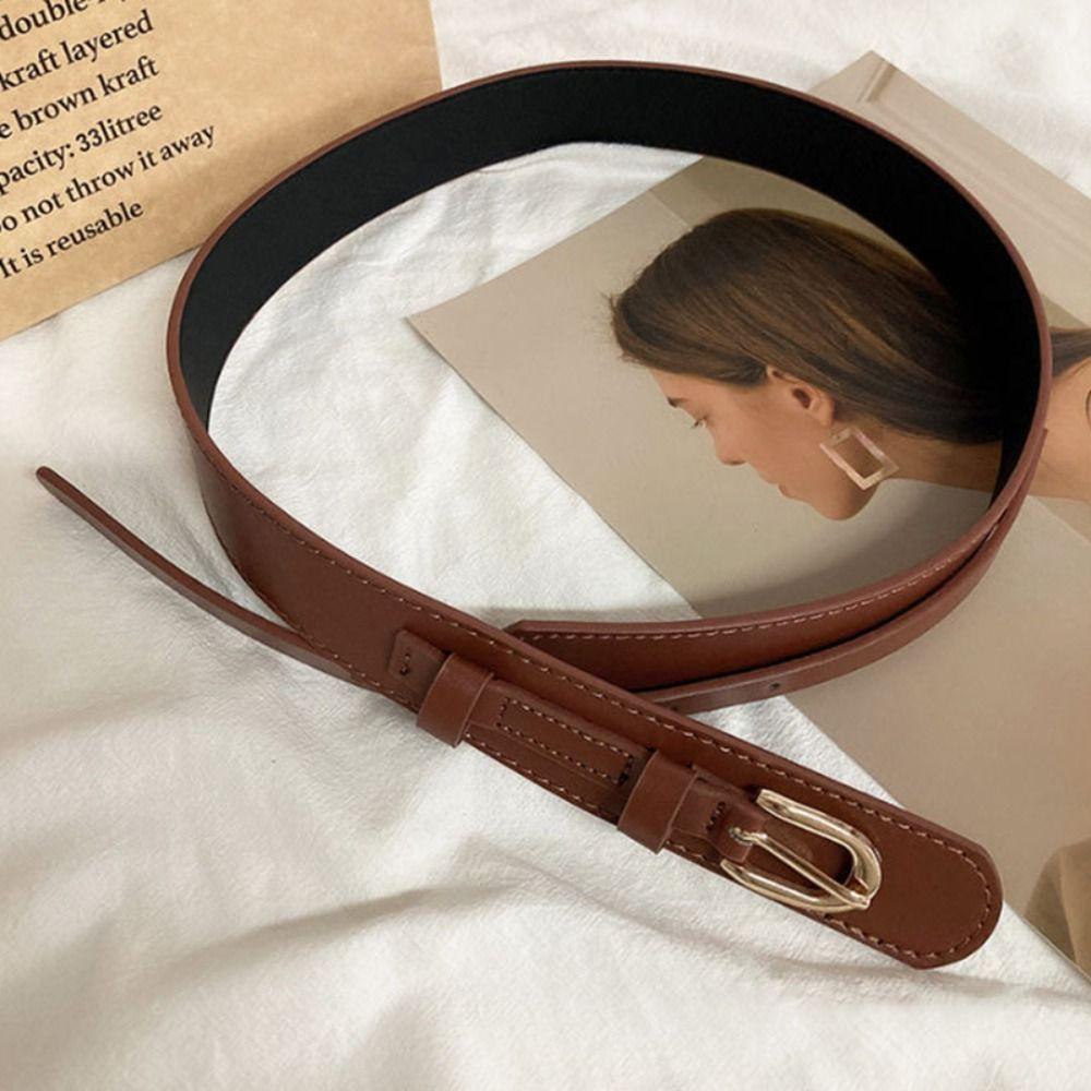 PU Leather Waist Belt Black Dress Coat Decorative Waistband Fashion Skinny Waist Straps  Women