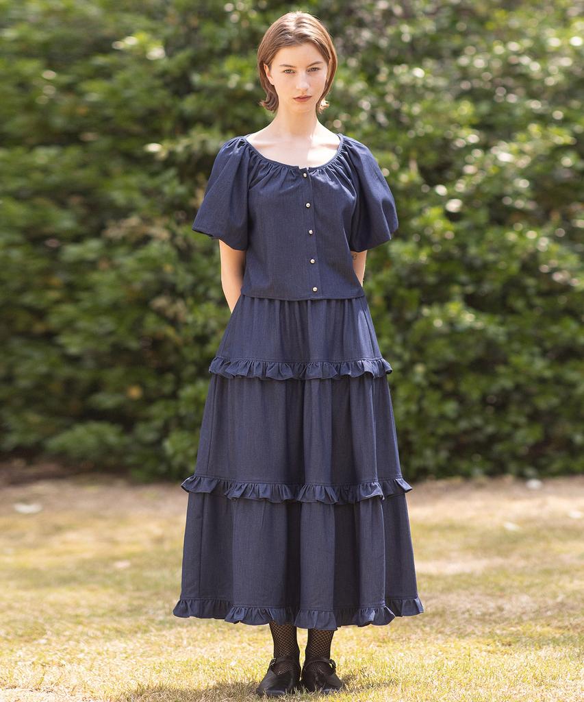 J Mark New York Cancan Frill Skirt - Indigo Blue