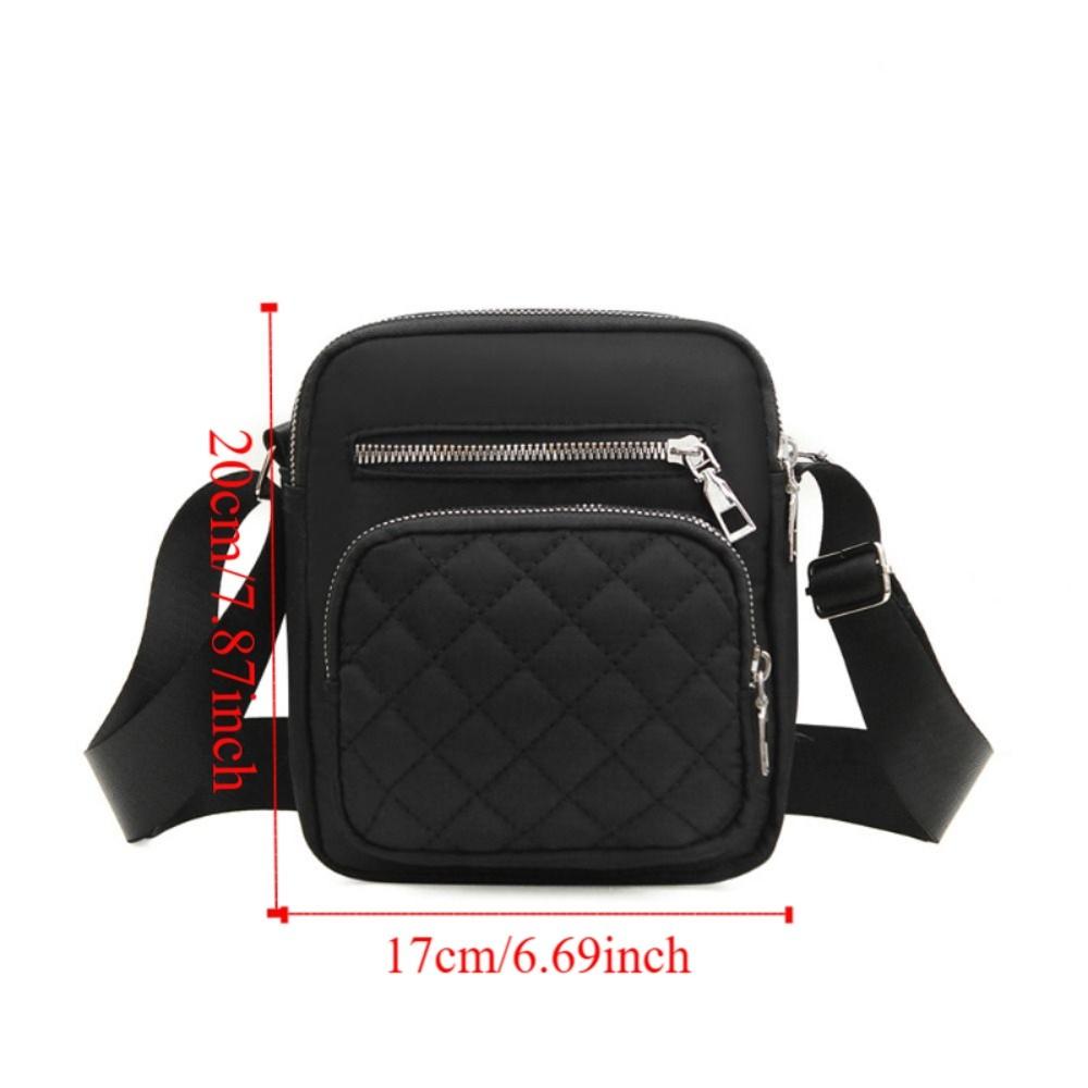 Elegant Nylon Crossbody Bag Multi-layer Large Capacity Mid-aged Shoulder Bag Grid Classic Casual Women Messenger Bag Lady