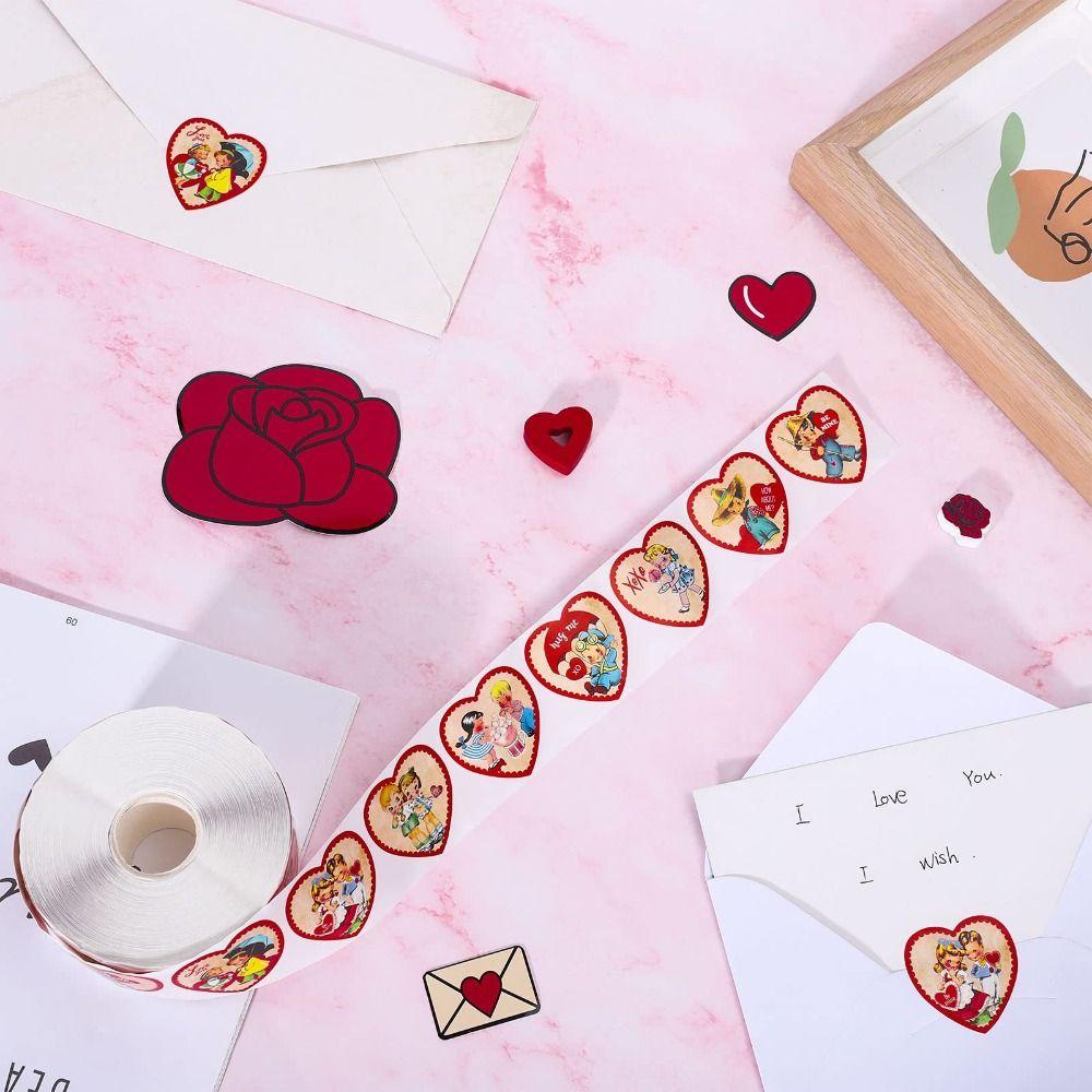 500 шт. Наклейки на День святого Валентина Самоклеящаяся этикетка Декор 1 дюйм Рулон наклеек Пломбы для конвертов