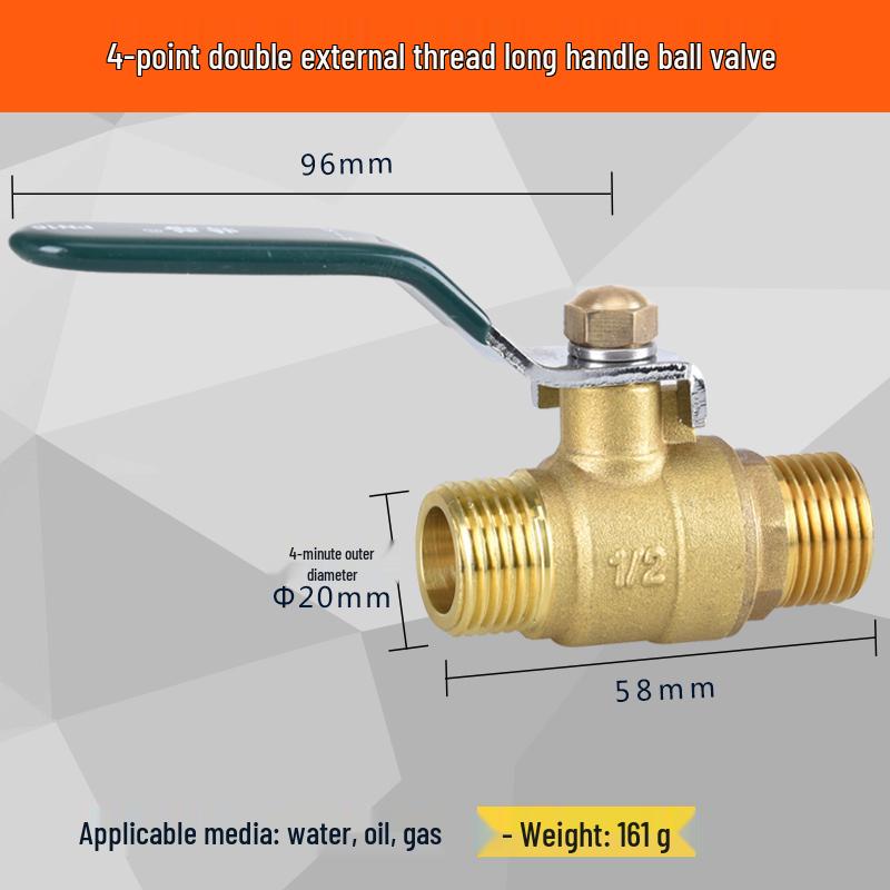 All-Copper Gas Valve for DN15 Natural Gas and Water Heaters, 1-Inch Copper Ball Valve for Tap Water.