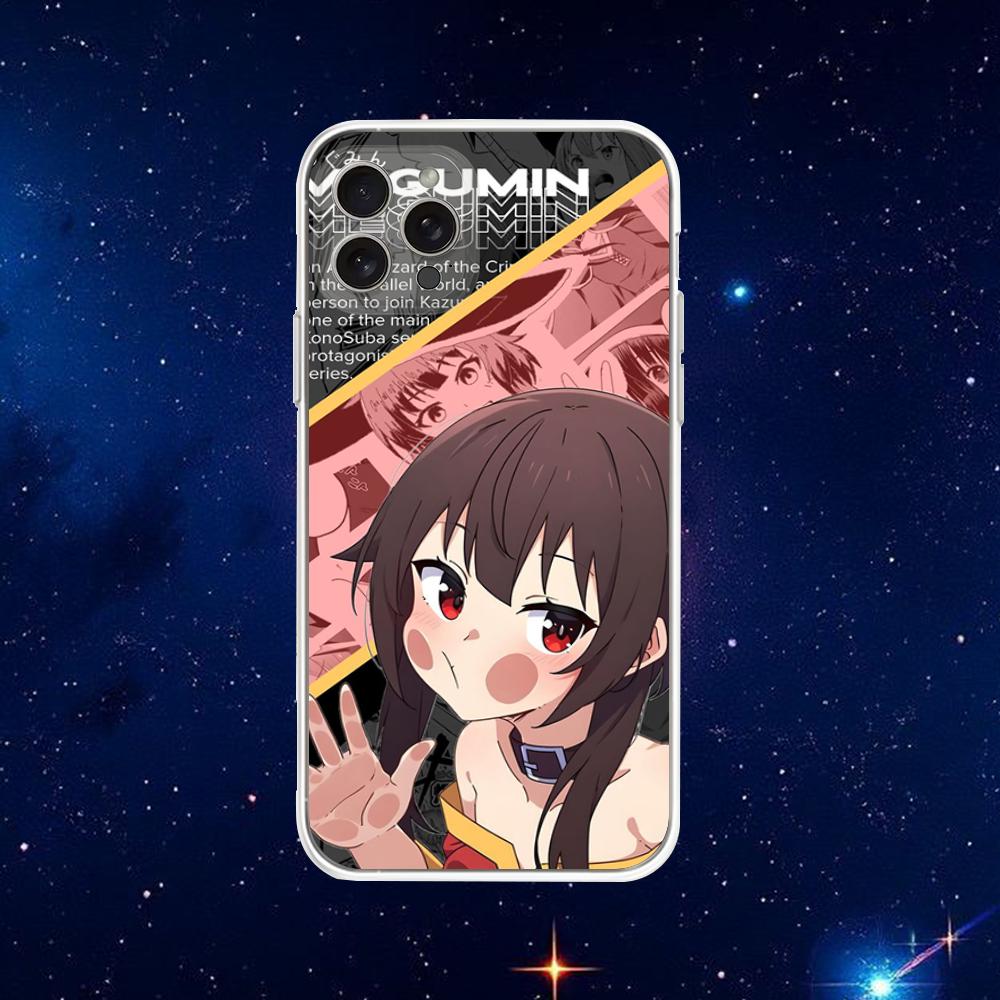 Чехол для телефона Megumin Anime K-KonoSuba для iPhone 16,15,14,13,12,11 Plus,Pro,Max,XR,XS,X,7,8 Plus,SE,Mini Прозрачный корпус