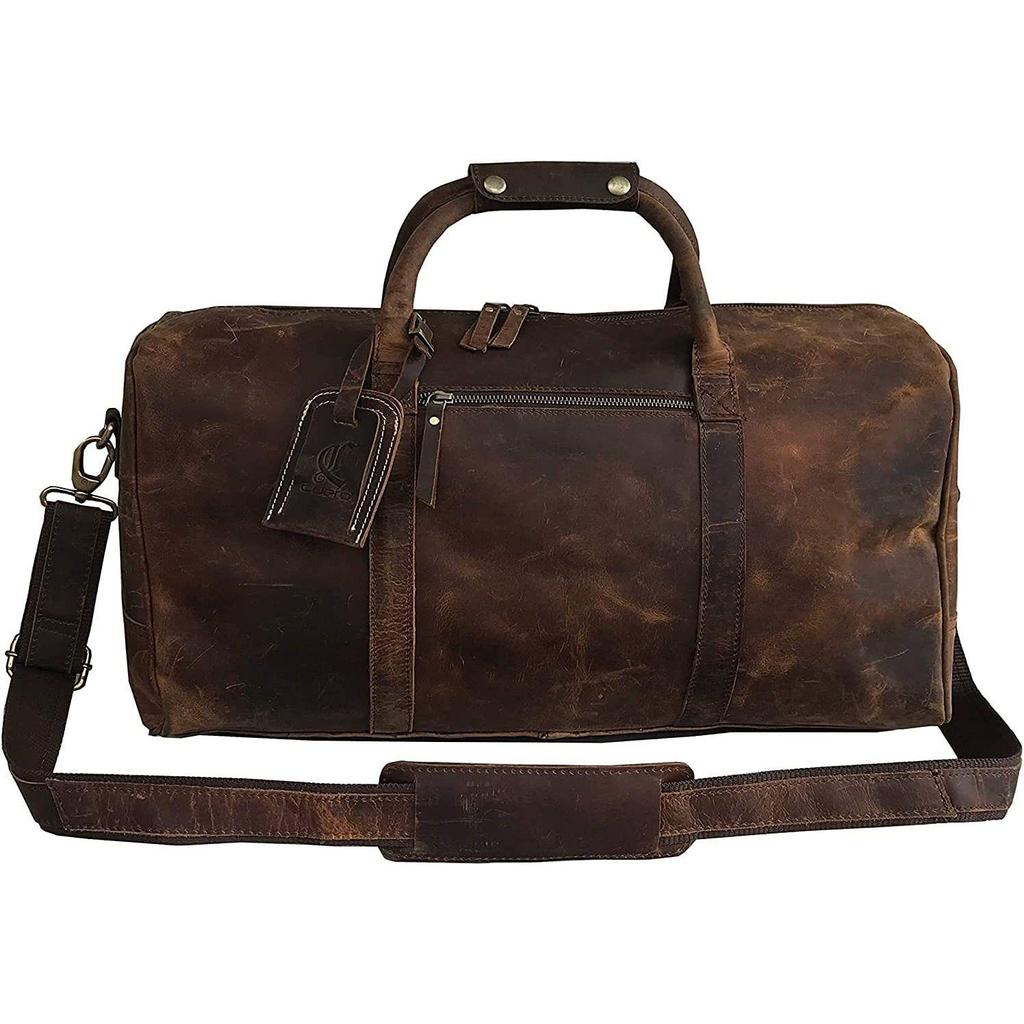 Genuine Buffalo Leather Travel Duffle Bag | Overnight Weekend Leather Bag | Sports Gym Duffel for Men